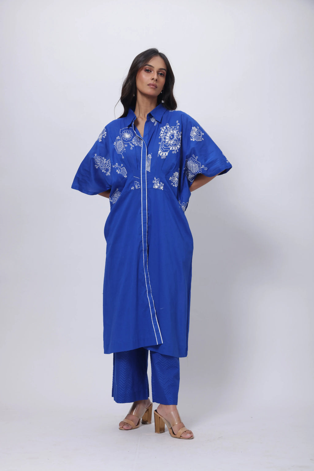 Embroidered Coord Set in Electric Blue