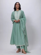 Sage Green 3 Piece Suit Set - Embroidered Three Piece Suit in Sage Green