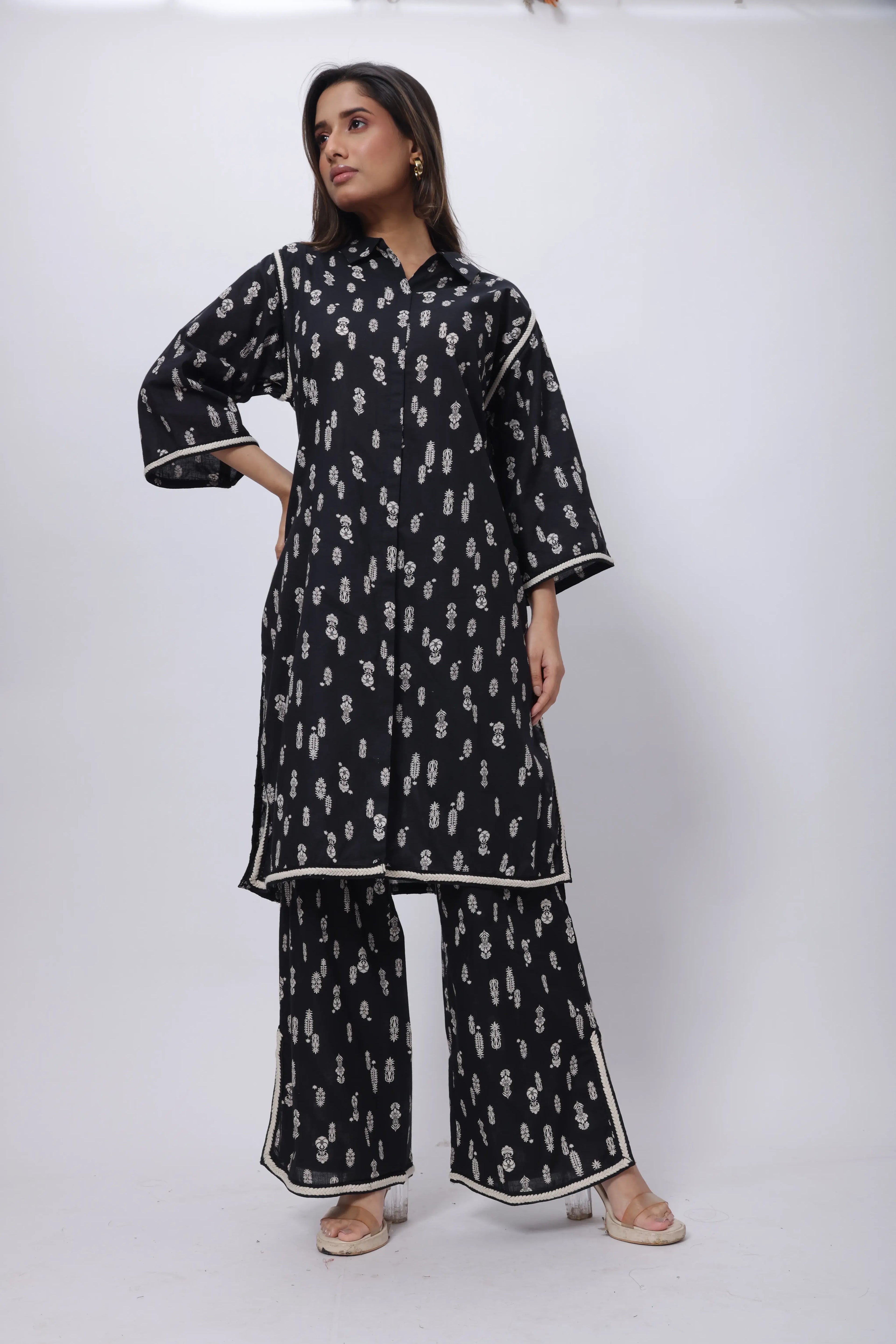 Black Co-ord Set - Printed Two Co-ord Set in Black