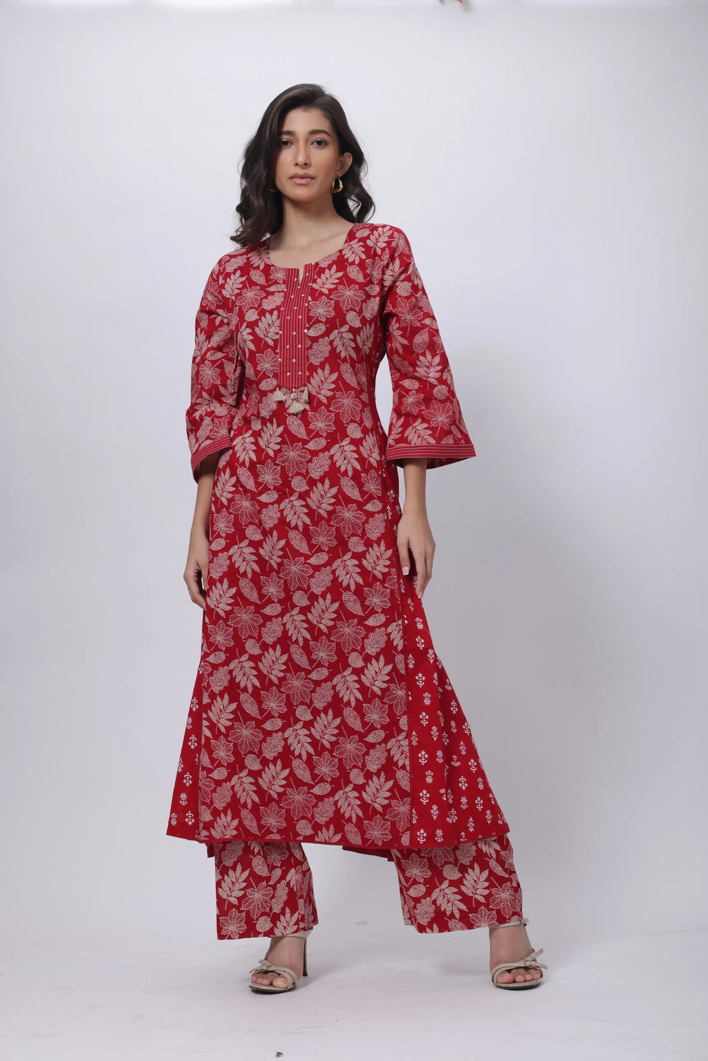 Kolkata Red 2 Piece Suit Set - Printed Two Piece Suit Set in Blood Red