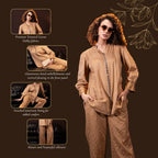 Embroidered Co-ord Set in Biscuit Brown