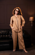 Embroidered Co-ord Set in Biscuit Brown