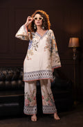 Printed Indo Western Set in Ecru