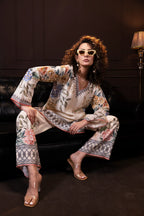 Printed Indo Western Set in Ecru