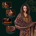 Printed Three Piece Set in Coffee Brown