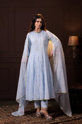 Embroidered Three Piece Set in Baby Blue