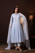 Embroidered Three Piece Set in Baby Blue