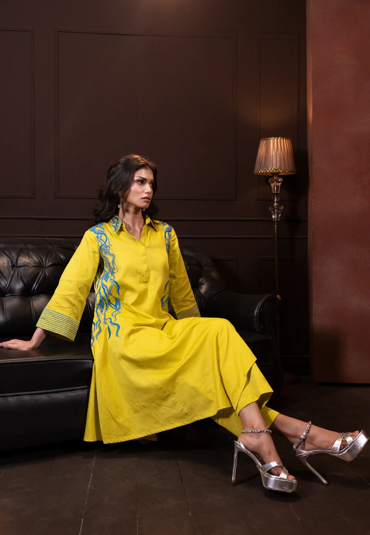 Embroidered Co-ord Set in Liril Yellow