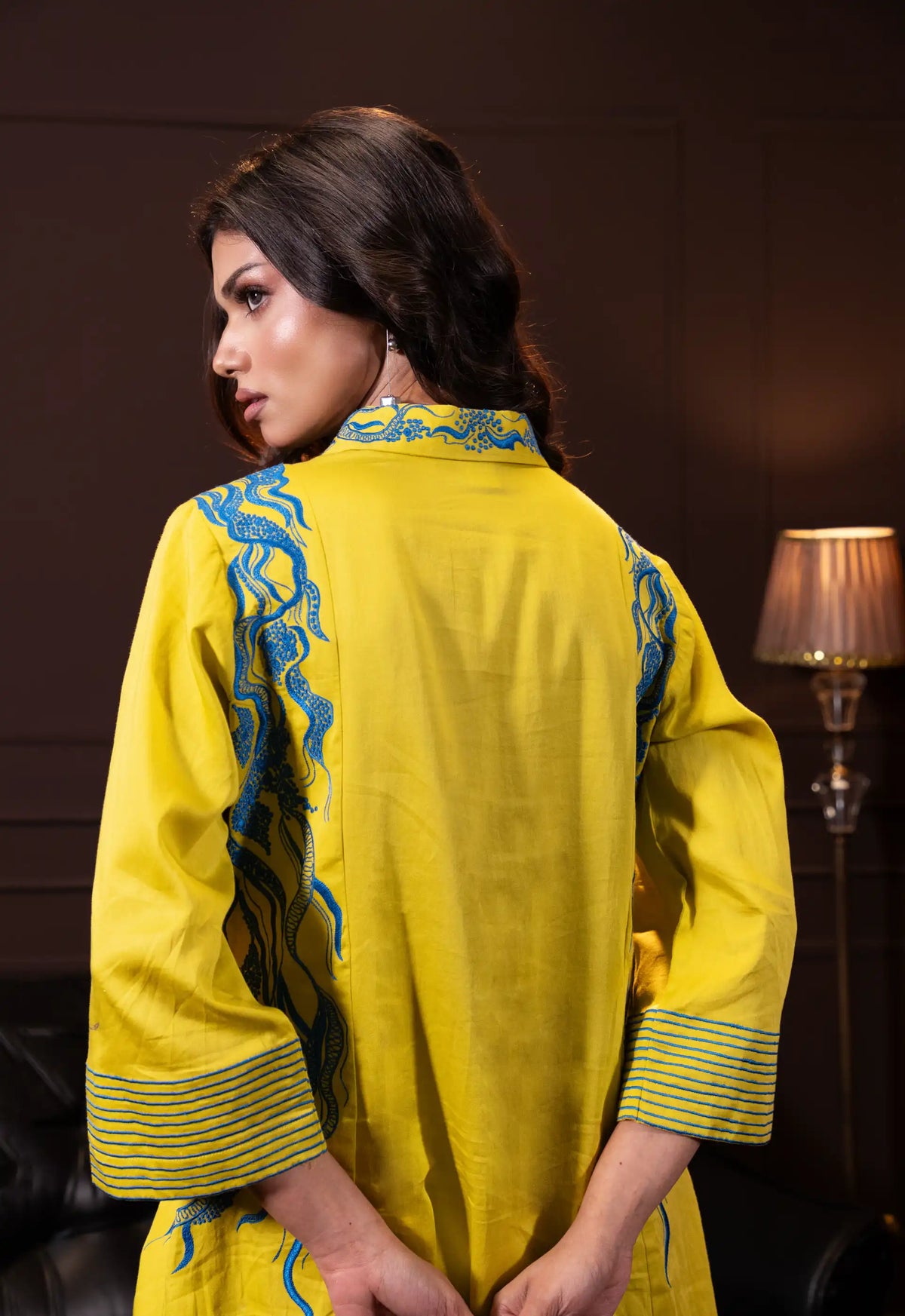 Embroidered Co-ord Set in Liril Yellow