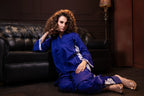 Embroidered Co-ord Set in Indigo Blue