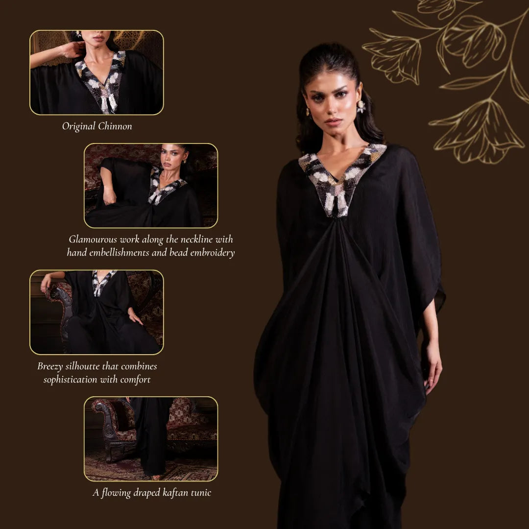 Embroidered Indo Western Set in Black