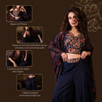 Co-ord Set with Cape in Navy Blue