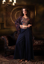 Co-ord Set with Cape in Navy Blue