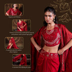 Embroidered Indo Western Set in Blood Red
