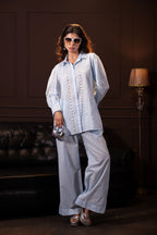 Embroidered Co-ord Set in Baby Blue