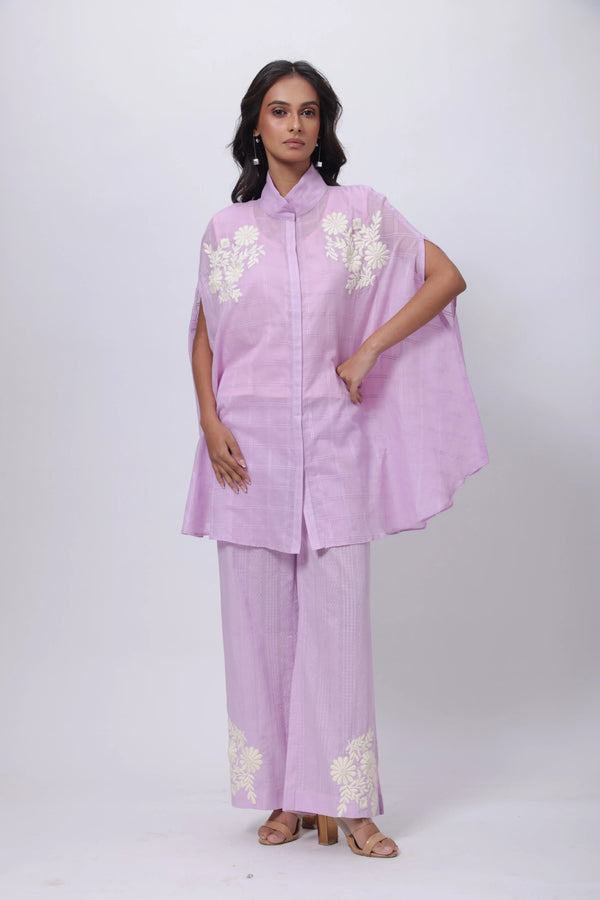 Lilac Indo Western Set - Shirt styled Kaftan Co-ord Set in Lilac