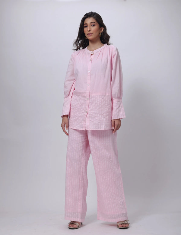 Baby Pink Co-ord Set - Textured Co-ord Set in Baby Pink