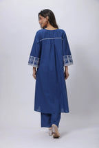 Embroidered Co-ord Set in Prussian Blue