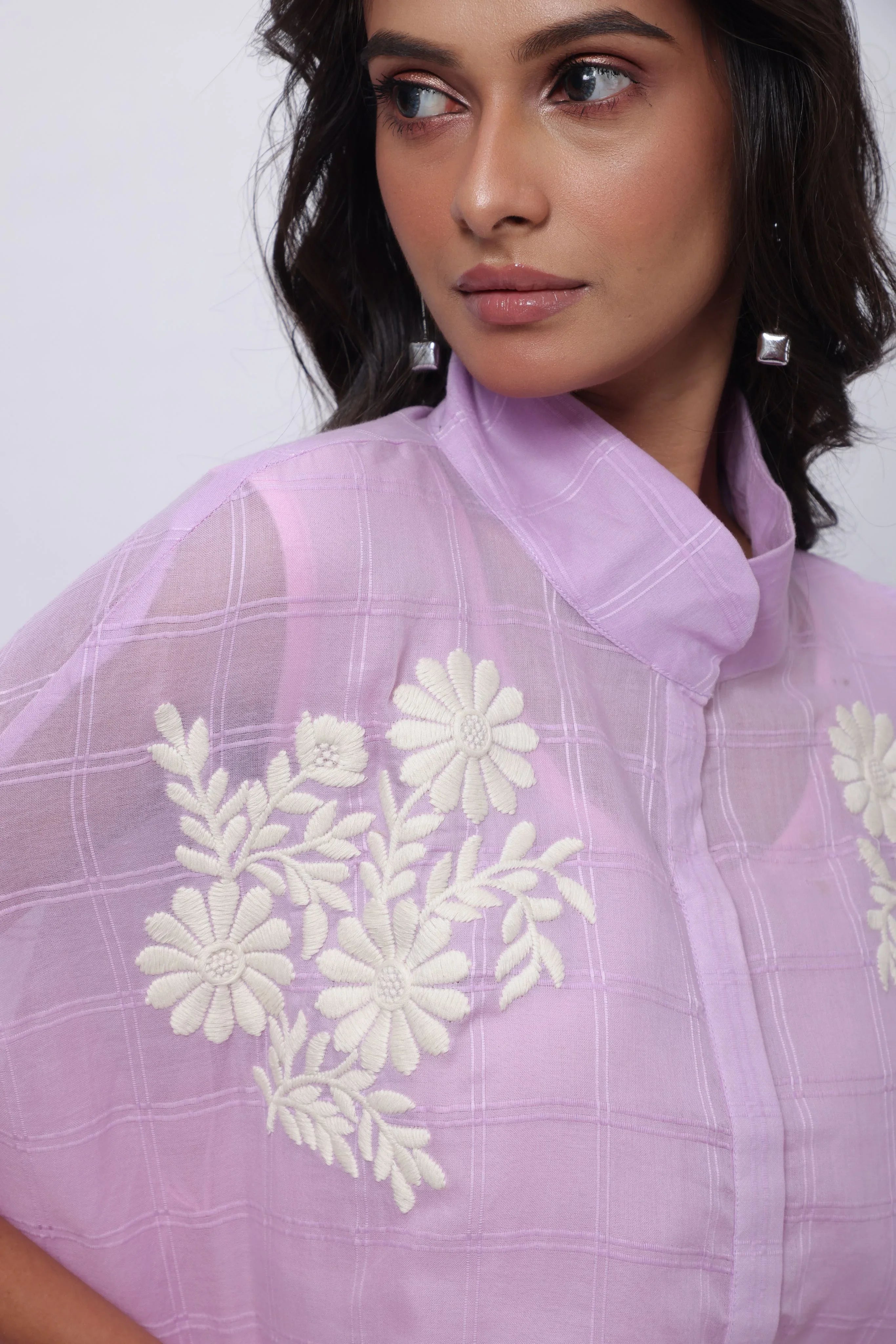 Shirt styled Kaftan Co-ord Set in Lilac