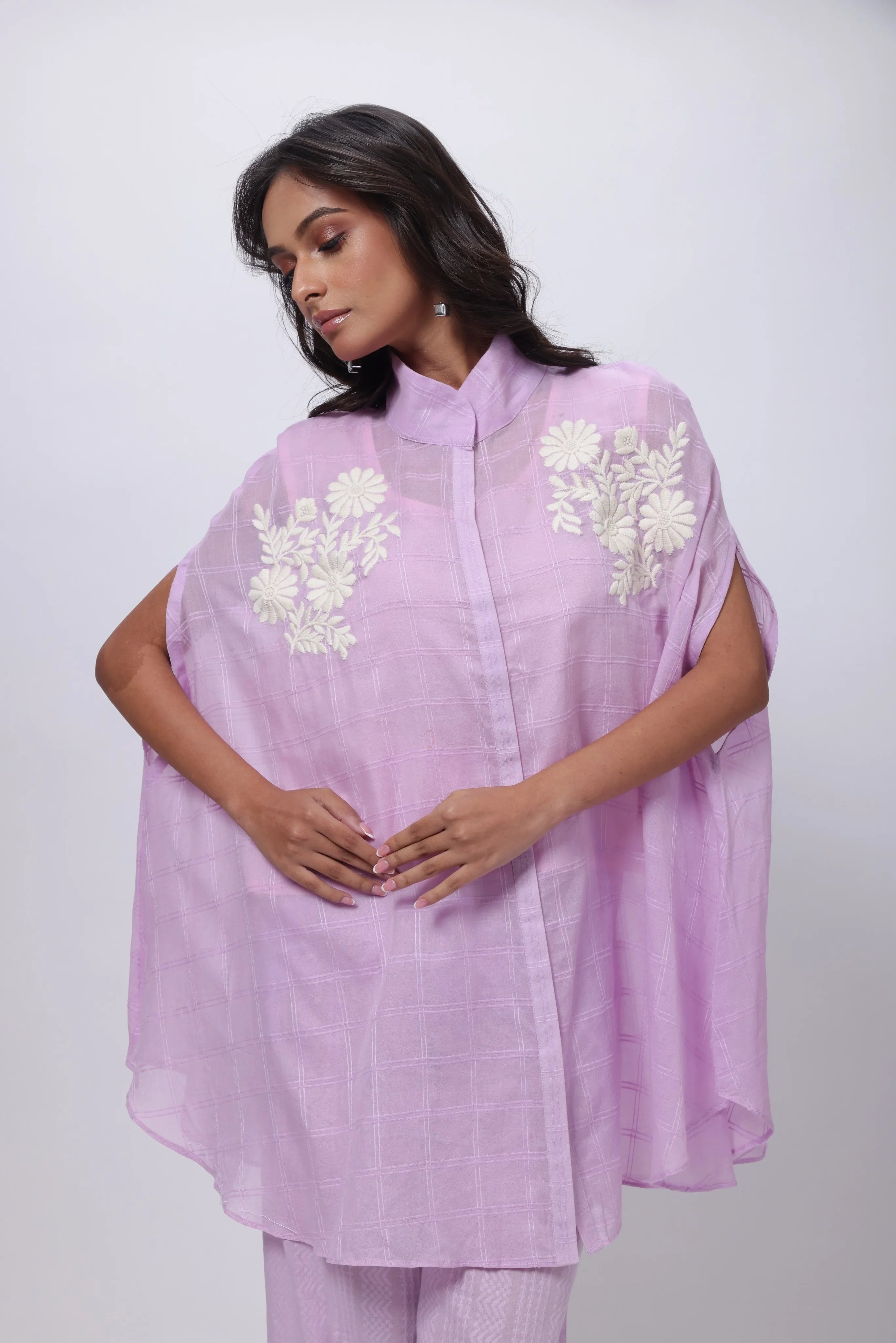 Shirt styled Kaftan Co-ord Set in Lilac