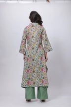 Printed Two Piece Suit Set in Green