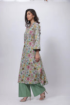 Printed Two Piece Suit Set in Green