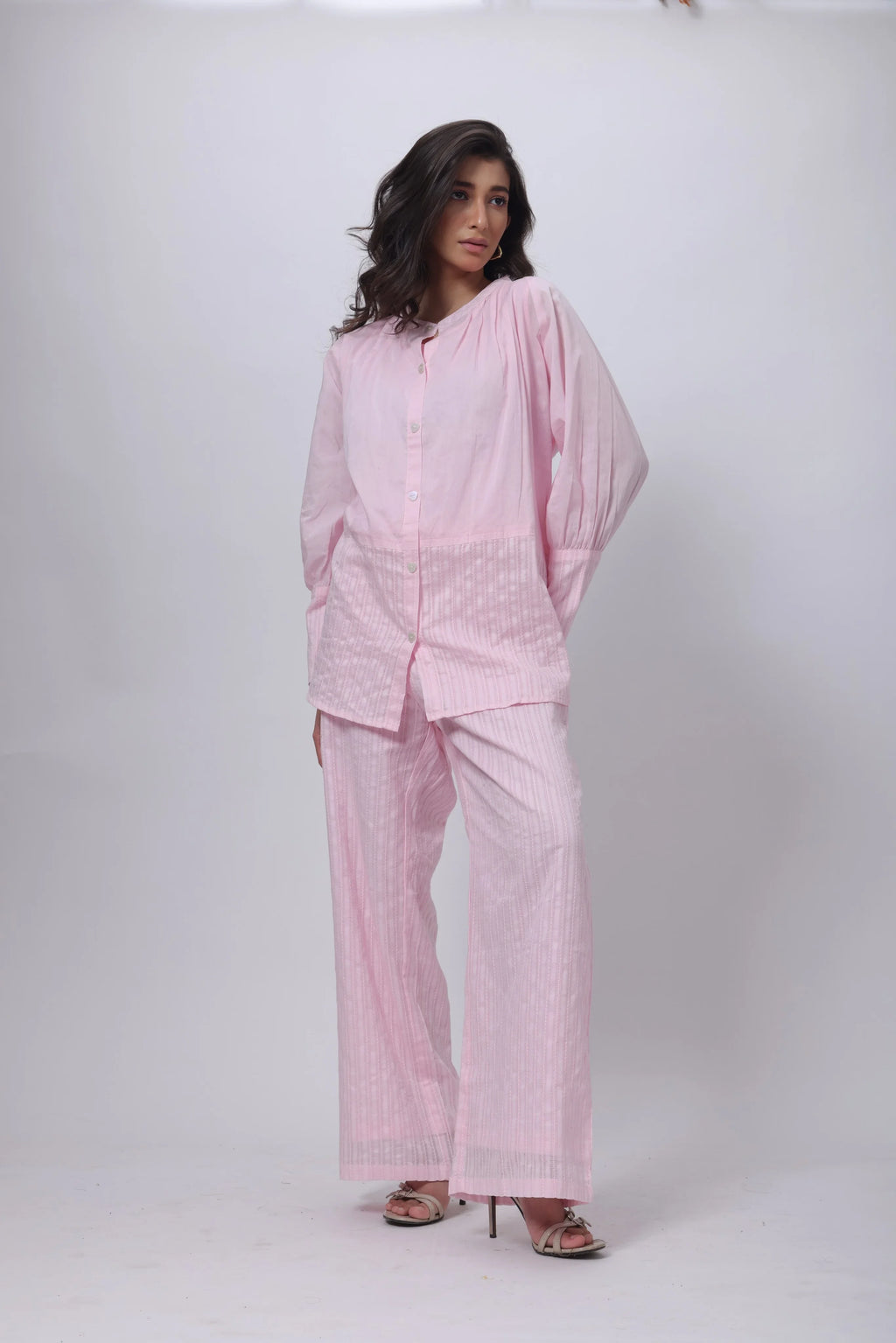 Textured Co-ord Set in Baby Pink