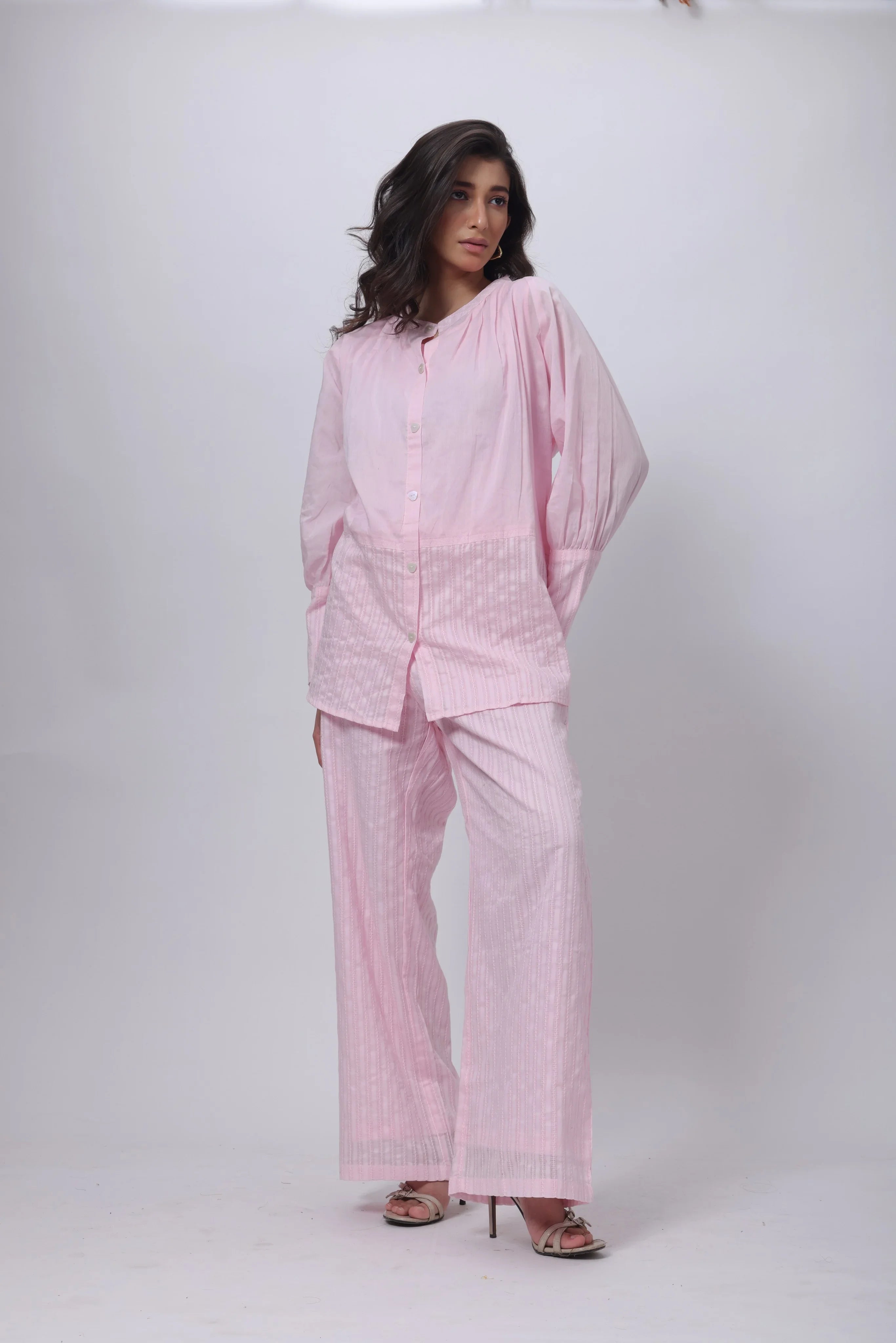 Textured Co-ord Set in Baby Pink