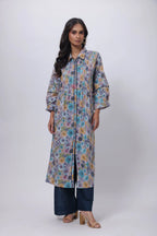 Printed Two Piece Suit Set in Blue