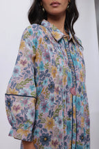 Printed Two Piece Suit Set in Blue