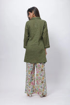 Printed and Textured Suit Set in Forest Green