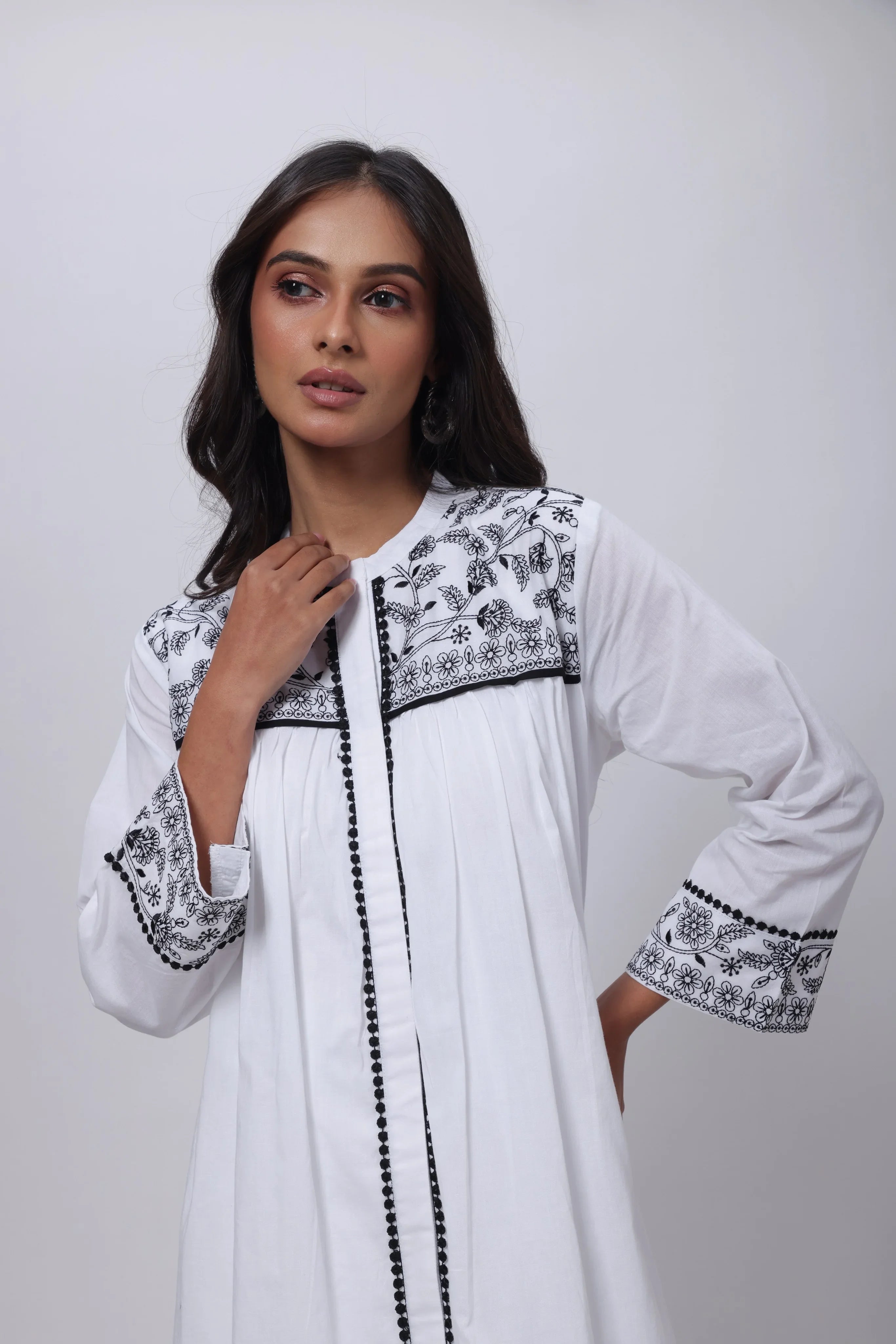 Embroidered Co-ord Set in White