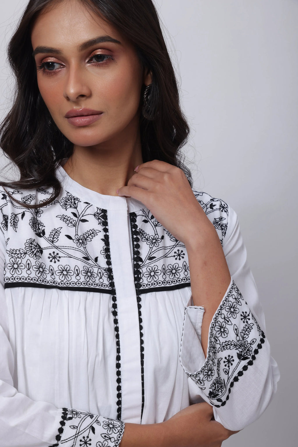 Embroidered Co-ord Set in White