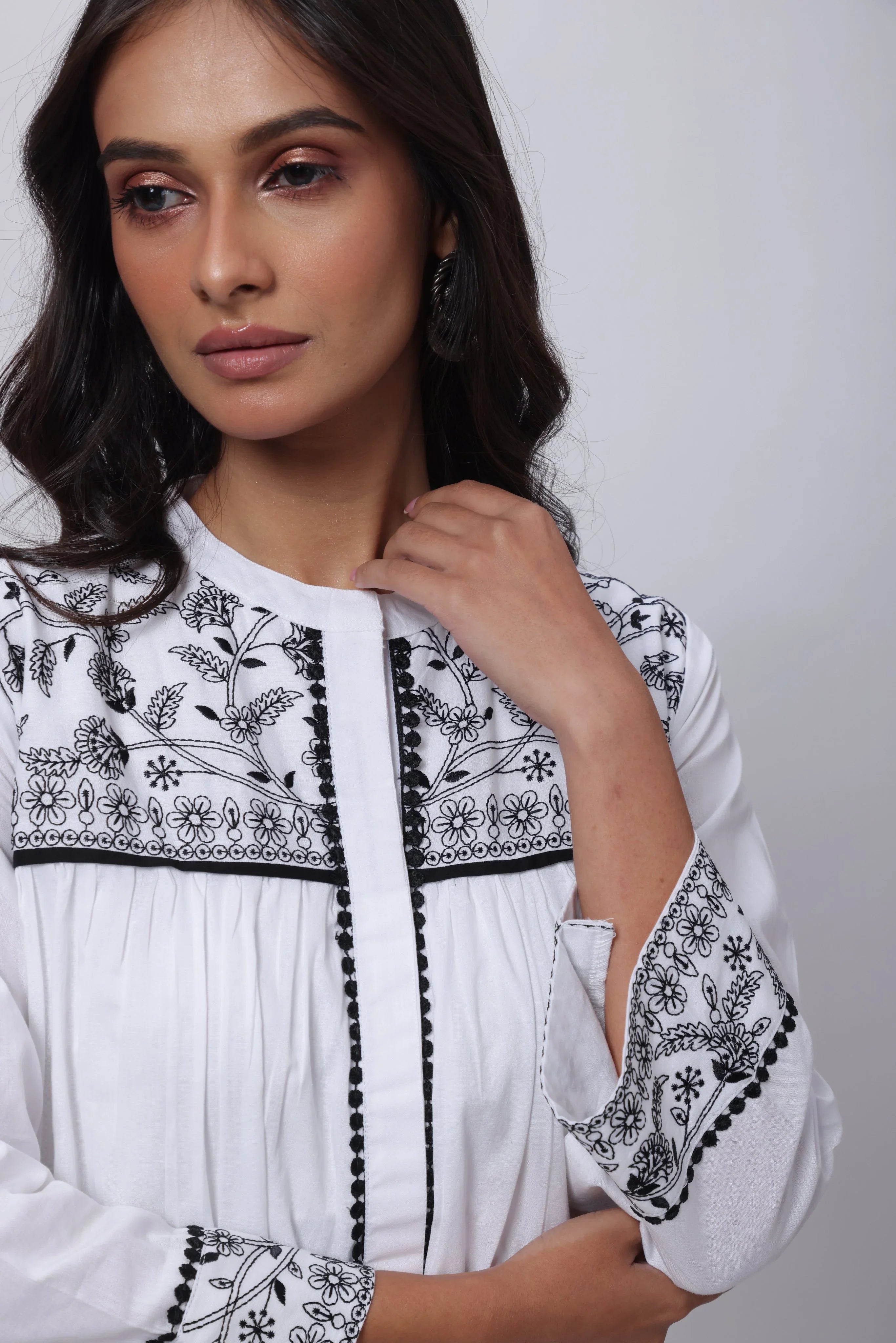Embroidered Co-ord Set in White