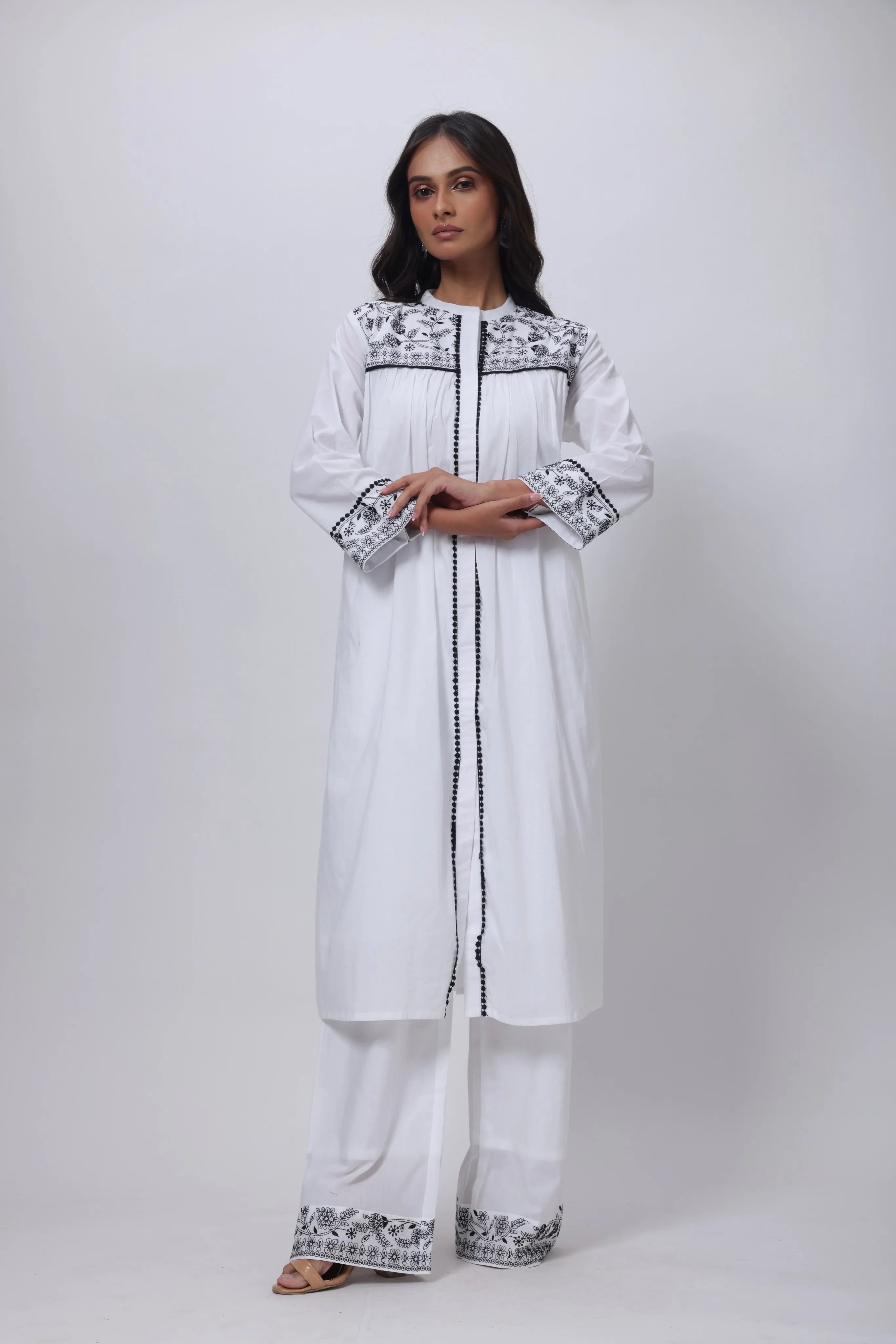 Embroidered Co-ord Set in White