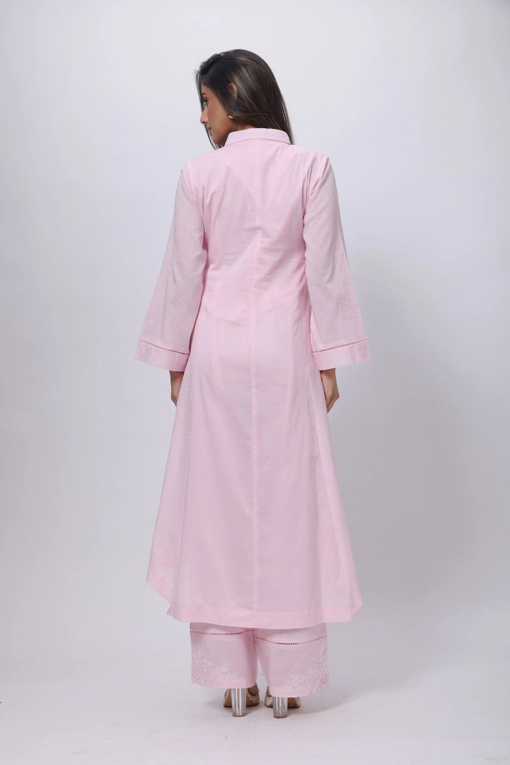 A Line Texture Co-ord Set in Baby Pink