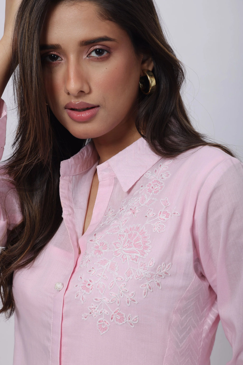 A Line Texture Co-ord Set in Baby Pink
