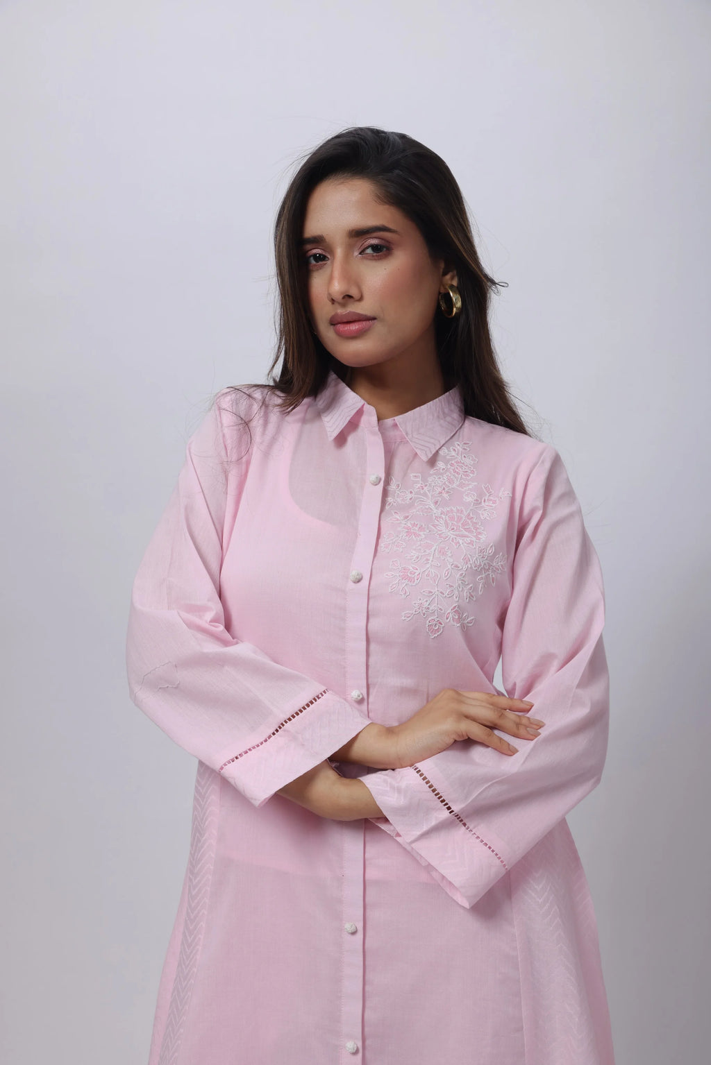 A Line Texture Co-ord Set in Baby Pink