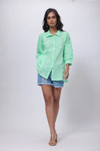 Embroidered Short Length Kurti in Mint Green
