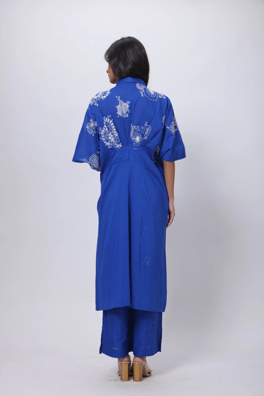 Embroidered Coord Set in Electric Blue