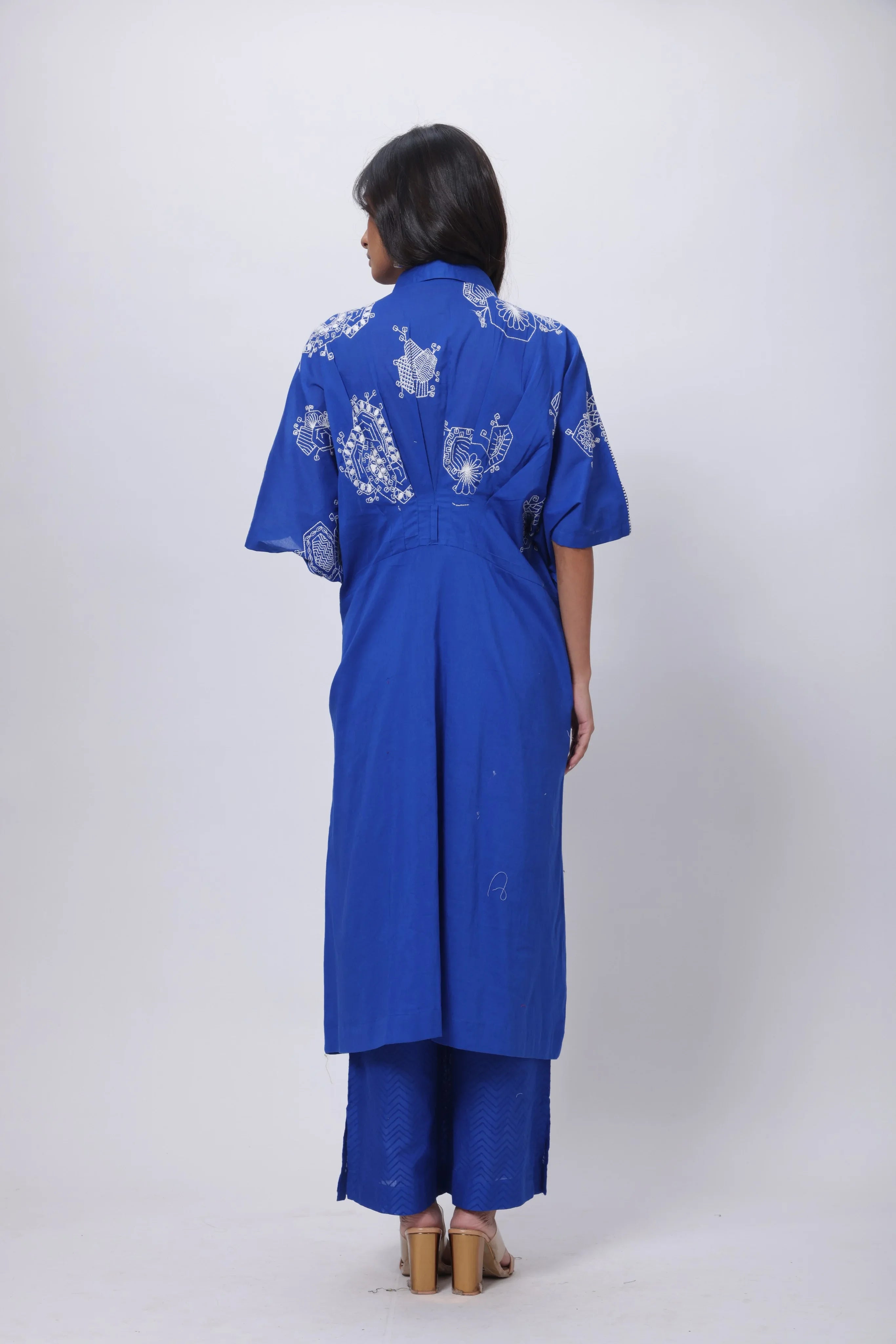 Embroidered Coord Set in Electric Blue