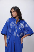 Embroidered Coord Set in Electric Blue