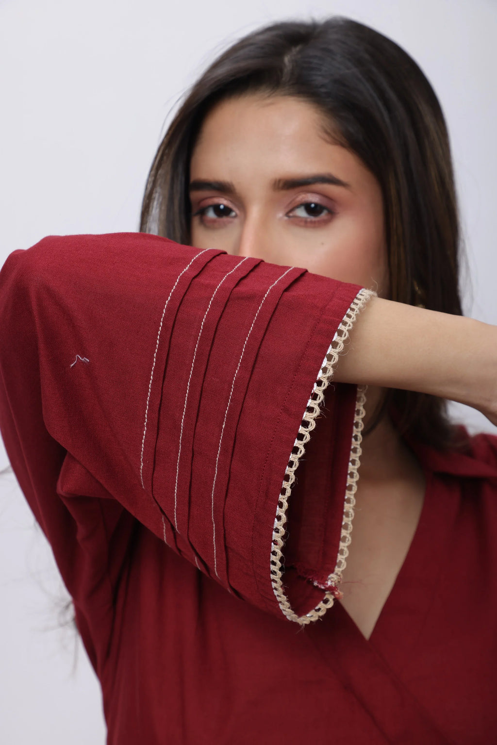 Embroidered Co-ord Set in Maroon