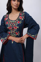 Princess Cut Three Piece Suit Set in Navy Blue