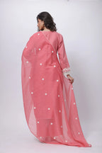 Embroidered Three Piece Suit Set in Onion Pink