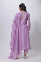 Embroidered Three Piece Suit in Lilac