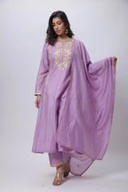 Embroidered Three Piece Suit in Lilac