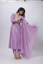 Embroidered Three Piece Suit in Lilac