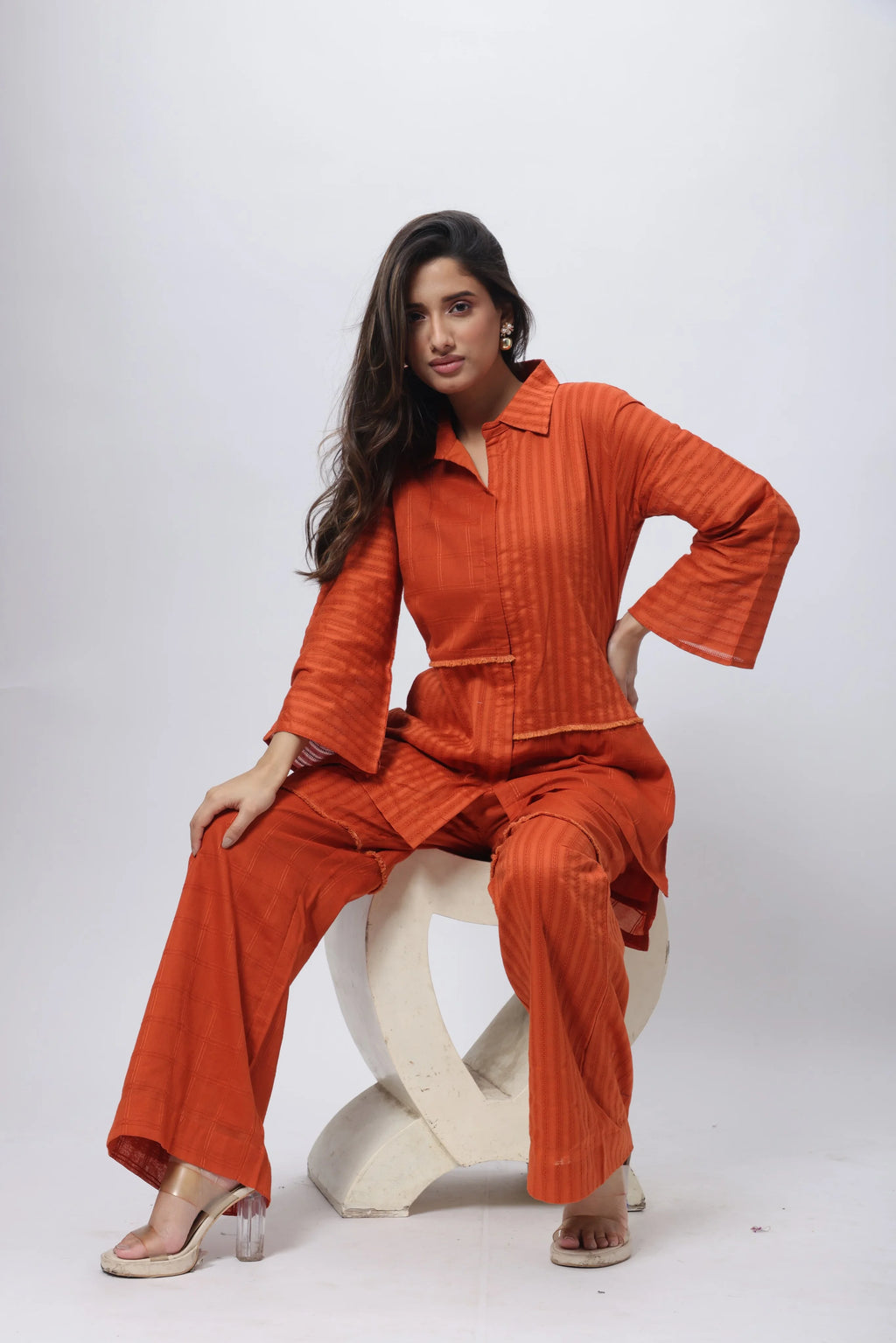 Textured Co-ord Set in Saffron
