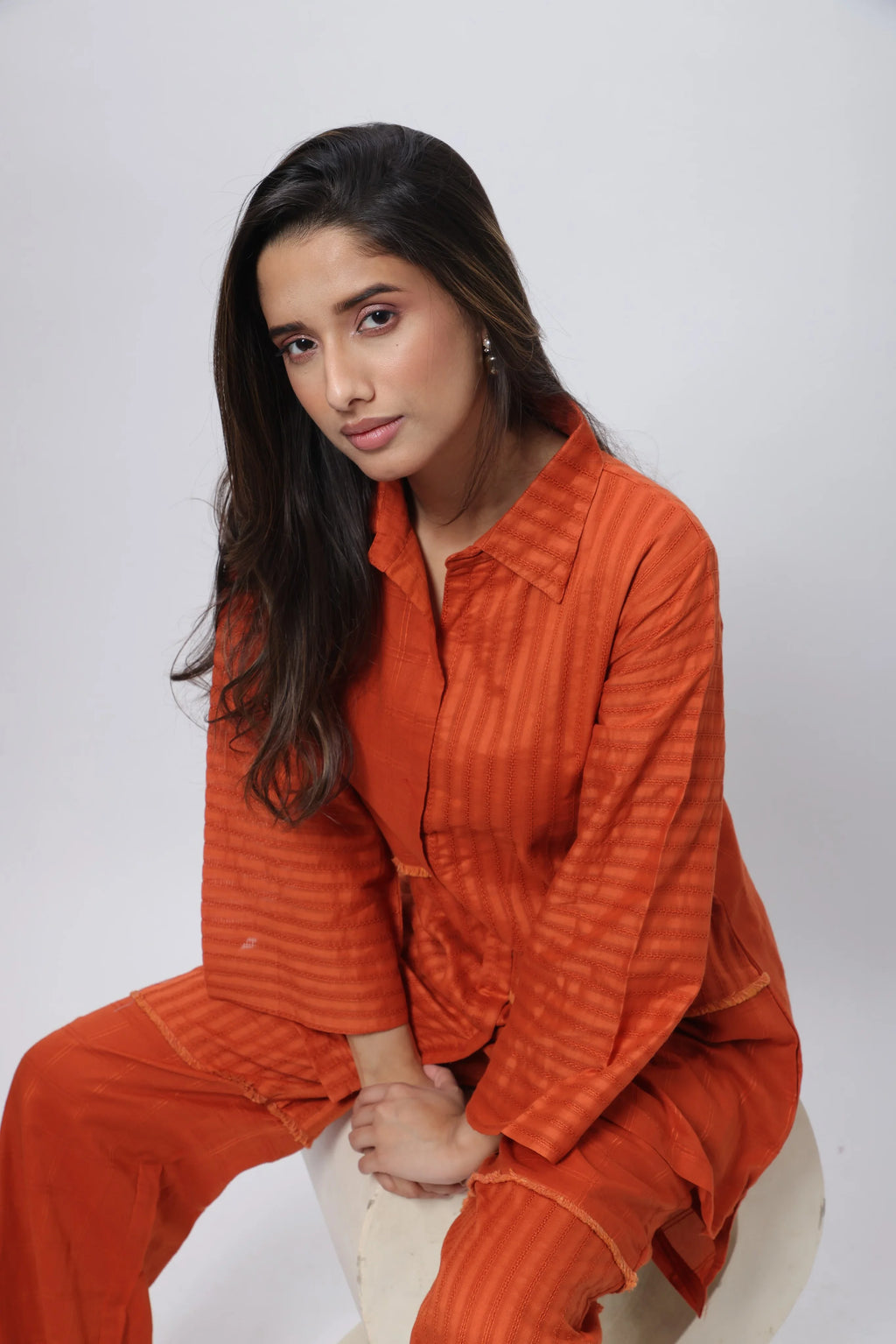 Textured Co-ord Set in Saffron